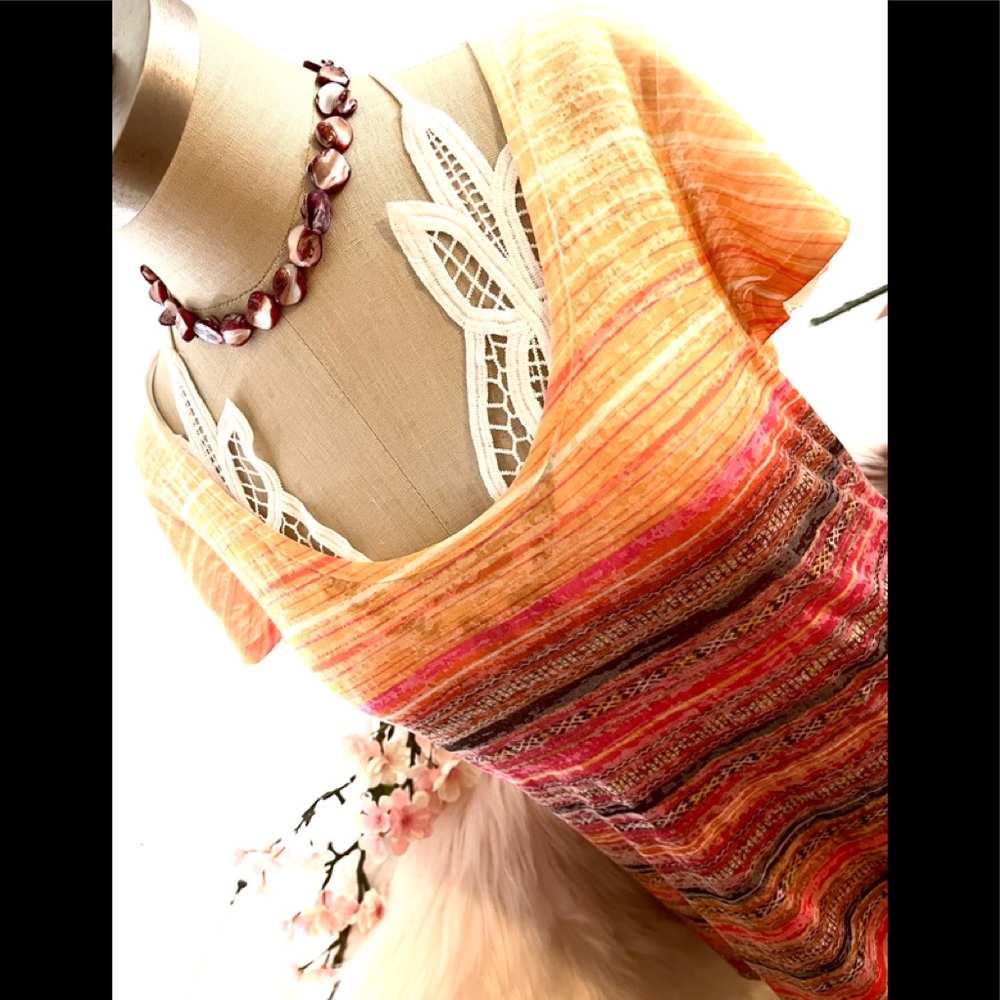 EUC L Prana Burnout Orange Vibrant Top - Picture 4 of 7
